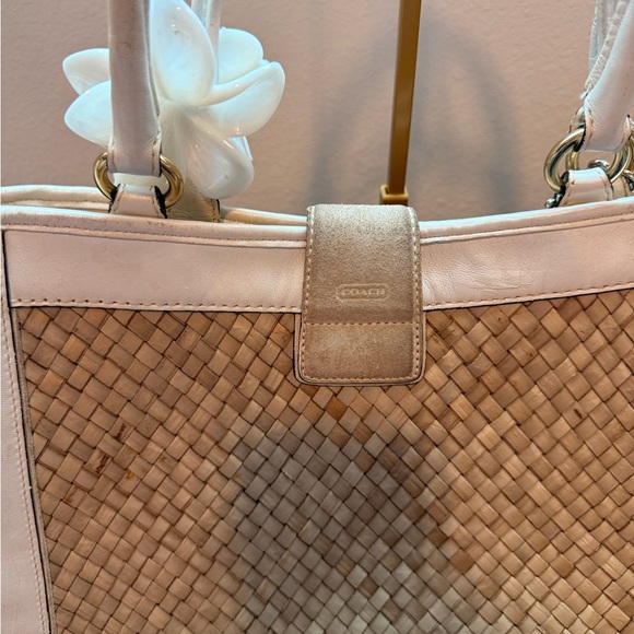 Coach Tan and Cream Woven Tote - Picture 7 of 7